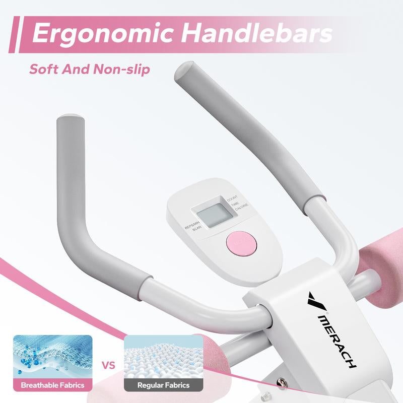 Merach Foldable Adjustable Ab Trainer with LCD Monitor - Comprehensive Home Gym Equipment for Core, Arm, Leg, and Glute Development, Ideal for Women's Fitness Routines